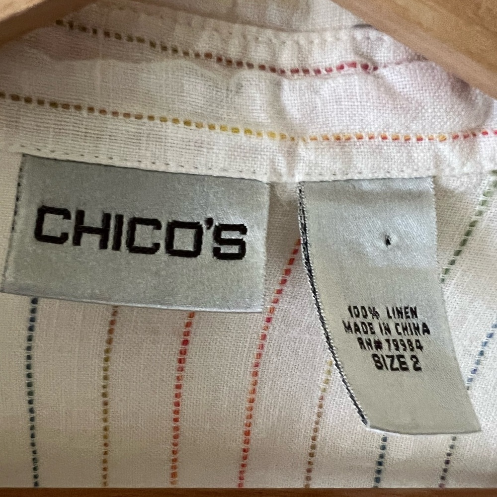 Chico's Multicolor White Multi Colored Striped Li… - image 4